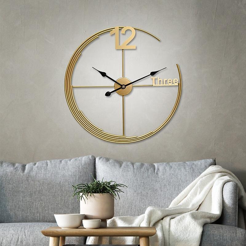 Nordic Modern Light Luxury Wall Clock Fashion Simple Metal Mute Hanging Clock Home Living Room Creative Pendant Watch Decor 60 cm2