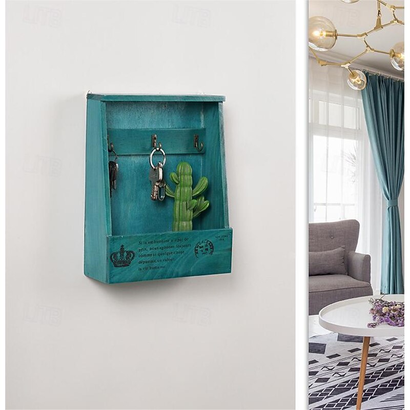 Wall-Mounted Wooden Key Storage Box Wall-Mounted Doorway Living Room Creative Home Finishing Decoration Entrance4