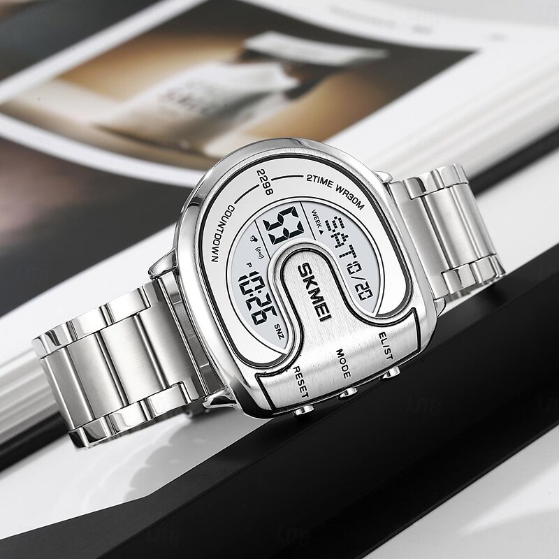 SKMEI Men Digital Watch Outdoor Fashion Casual Wristwatch Luminous Stopwatch Alarm Clock Countdown Steel Watch3