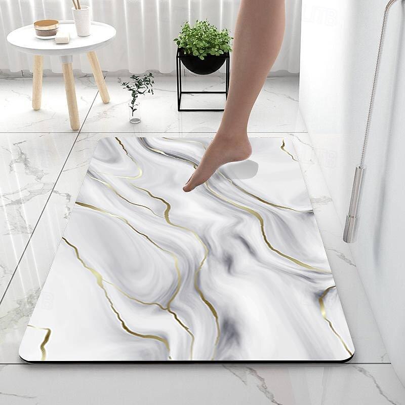 Marble Pattern Bathroom Bath Mats Creative Absorbent Bathroom Rug Diatomaceous Earth Non Slip2