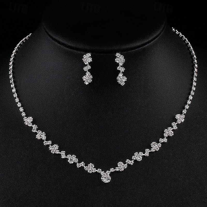 Bridal Jewelry Sets 1 set Rhinestone Alloy Earrings Necklace Women's Vintage Artistic Jewelry Set For Valentine's Day Special Occasion Casual
