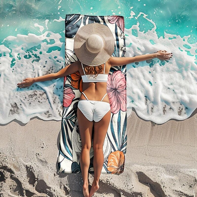 Sandproof Beach Towel Soft Cover Blanket Tropical Pug Large 3D Print Pattern Towel Bath Towel Beach Sheet Blanket Classic 100% Micro Fiber Comfy Blankets4