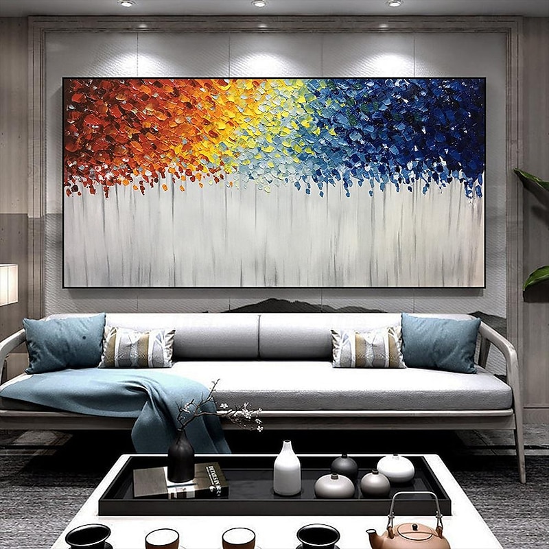 Large hand painted colorful abstract Oil Painting On Canvas Colorful Tree  Forest Autumn Painting for bedroom  Living Room decoration Art Hand-painted Heavy Textured Impasto Painting4