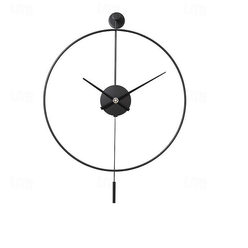 Classical Large Wall Clock with Pendulum Decorative Art Clocks Round Minimalist Modern Clock Non Ticking Silent Metal Wall Clock for Living Room Bedroom Study Office Decoration 50 60 cm3