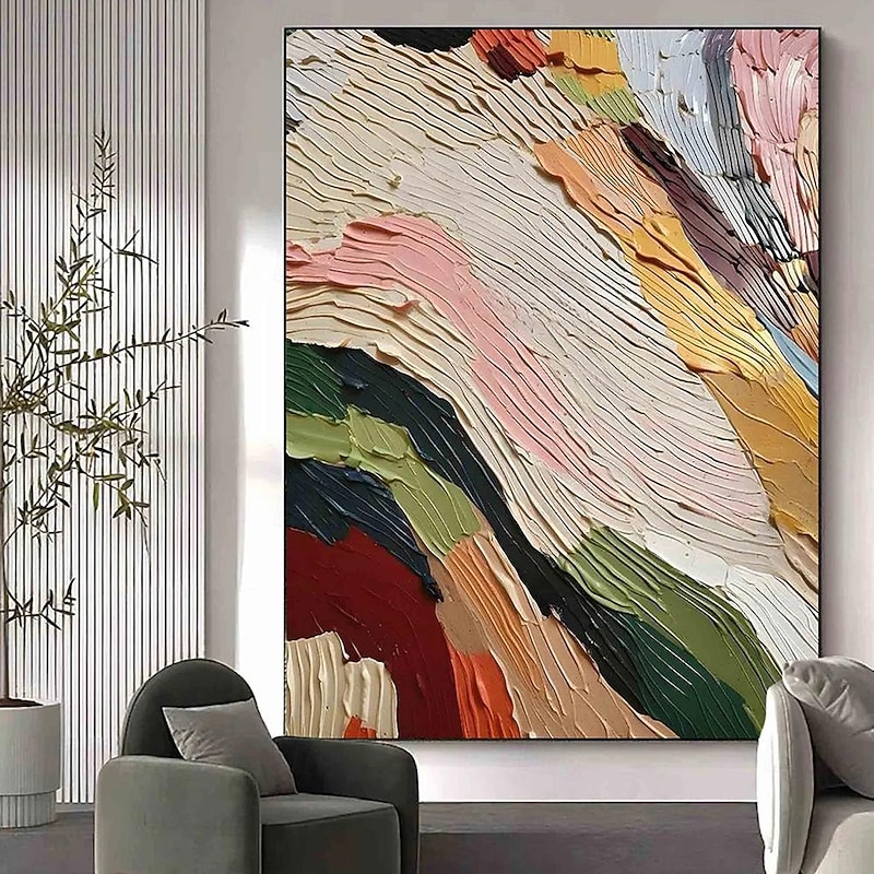 Handmade Oil Painting Canvas Wall Art Decoration Modern Minimalist Style Colorful Abstract for Home Decor Rolled Frameless Unstretched Painting