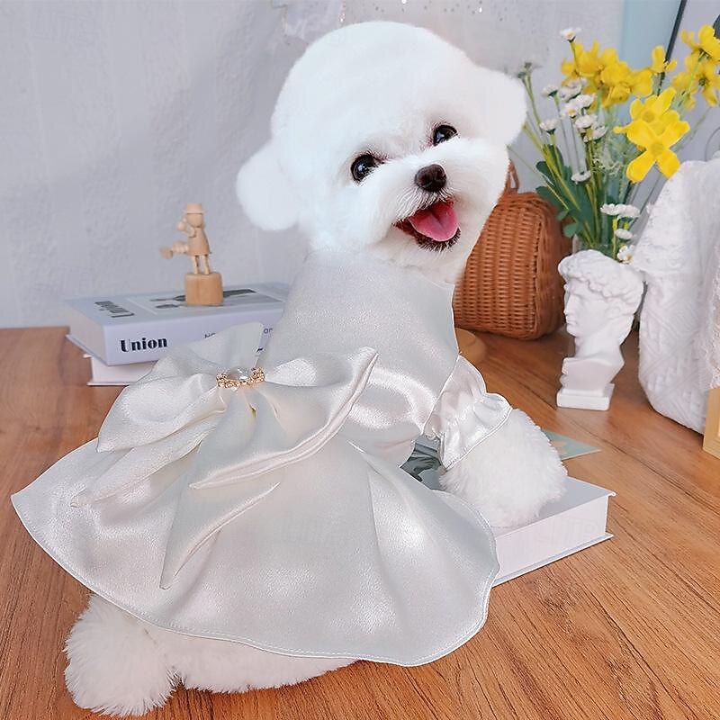 Dog Cat Wedding Dress Fashion Party Winter Breathable Soft Washable Comfortable Outdoor Wedding Party Casual Daily Dog Clothing for Bichon Frise Pomeranian Baby Pet Papillon Small