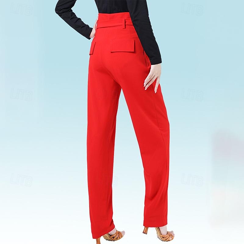 Latin Dance Ballroom Dance Pants Sashes / Ribbons Buttons Pure Color Women's Performance Training High Spandex3