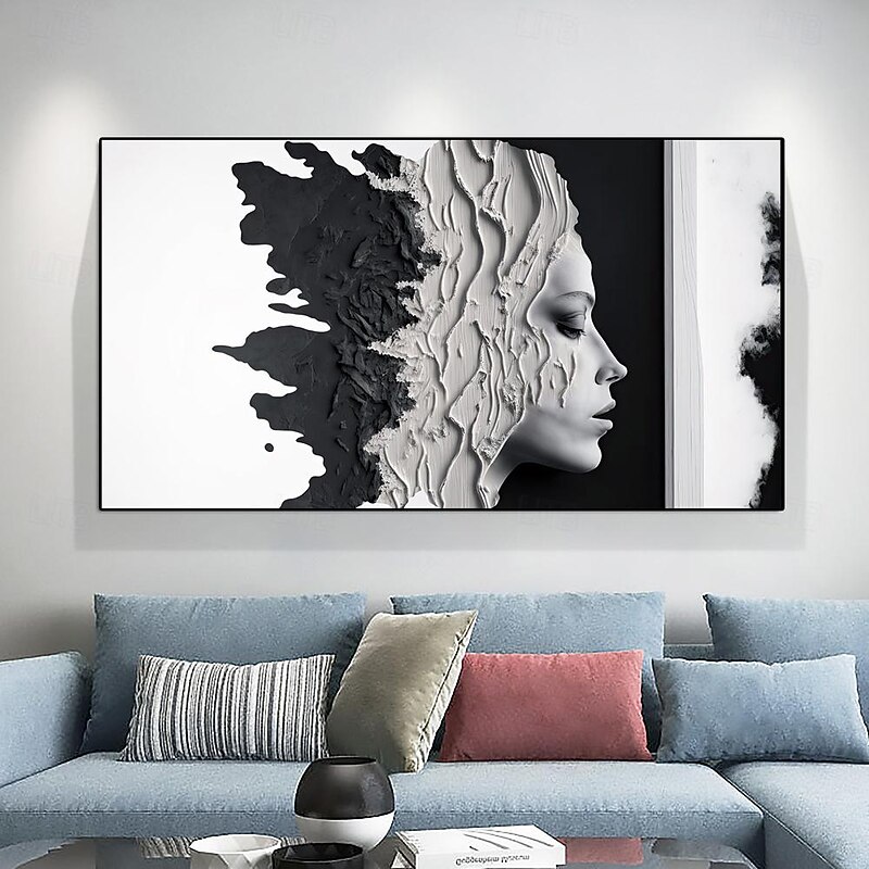 Handmade face Oil Painting Hand Painted pattle knife face women paintings sexy painting 3d painting high quality painting Horizontal Abstract People Contemporary Modern Rolled Canvas (No Frame)4