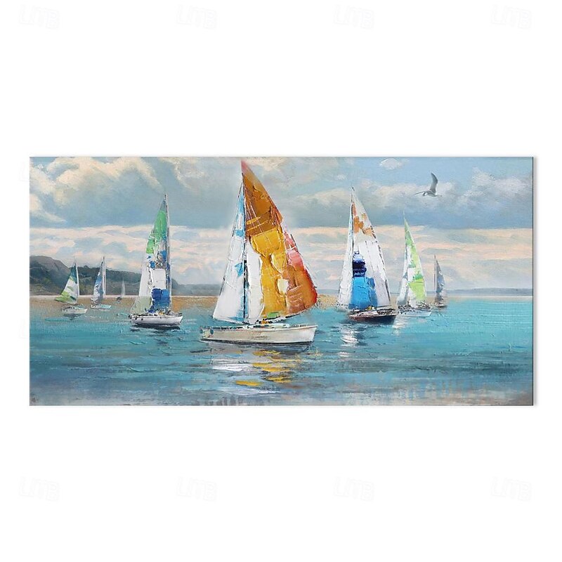 Handmade Oil Painting Canvas Wall Art Decoration Abstract Ocean Sailboat Sailing Landscape for Home Decor Rolled Frameless Unstretched Painting2