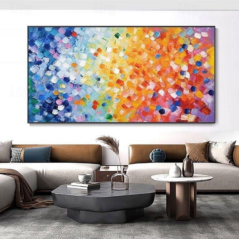 Handmade Oil Painting Canvas Wall Art Decoration Colorful Abstract Mosaic for Home Decor Rolled Frameless Unstretched Painting4