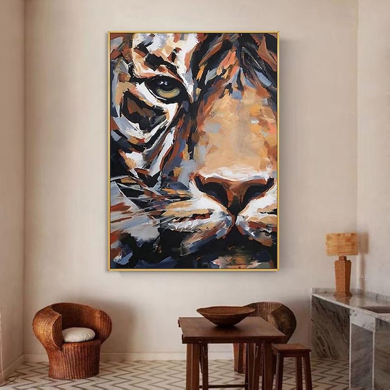 Handmade Oil Painting Canvas Wall Art Decoration Abstract Animal Tiger for Home Decor Rolled Frameless Unstretched Painting3