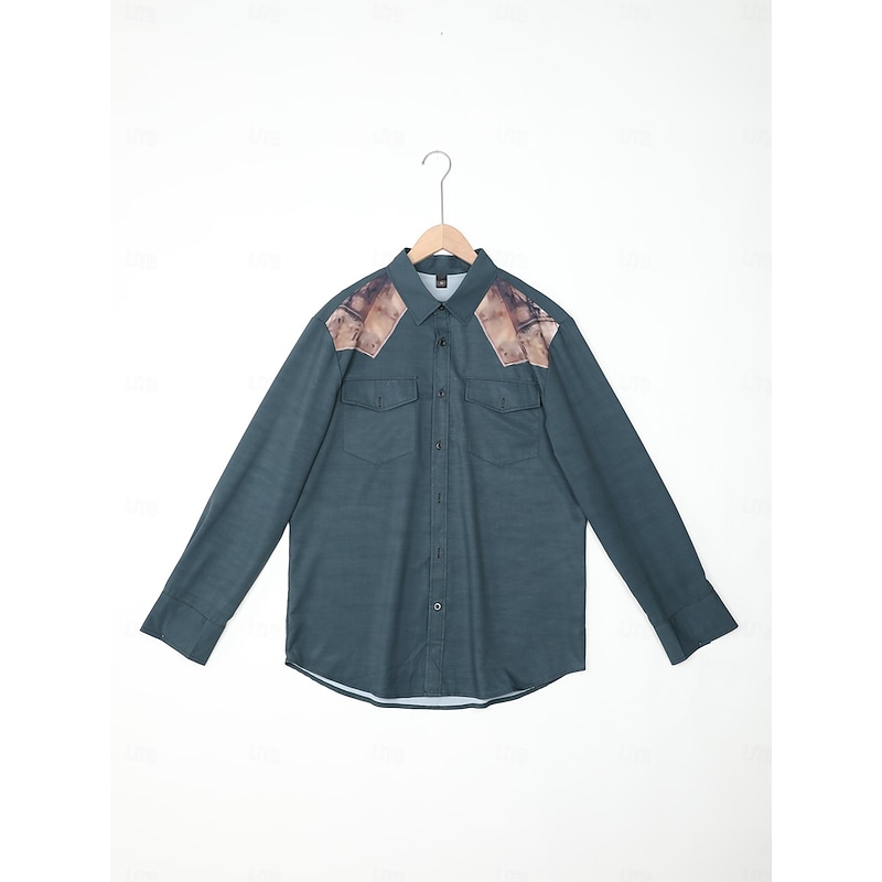 Men's Cowboy Shirt Western Shirt Cowboy Shirt Long Sleeve Tropical Fashion Designer Outdoor Daily Fall & Winter Turndown Print Button-Down Black Yellow Navy Blue Green2