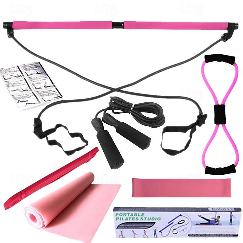 Pilates Fitness Rod Eight piece Set Latex Resistance Belt Elastic Ring 8-shaped Puller3