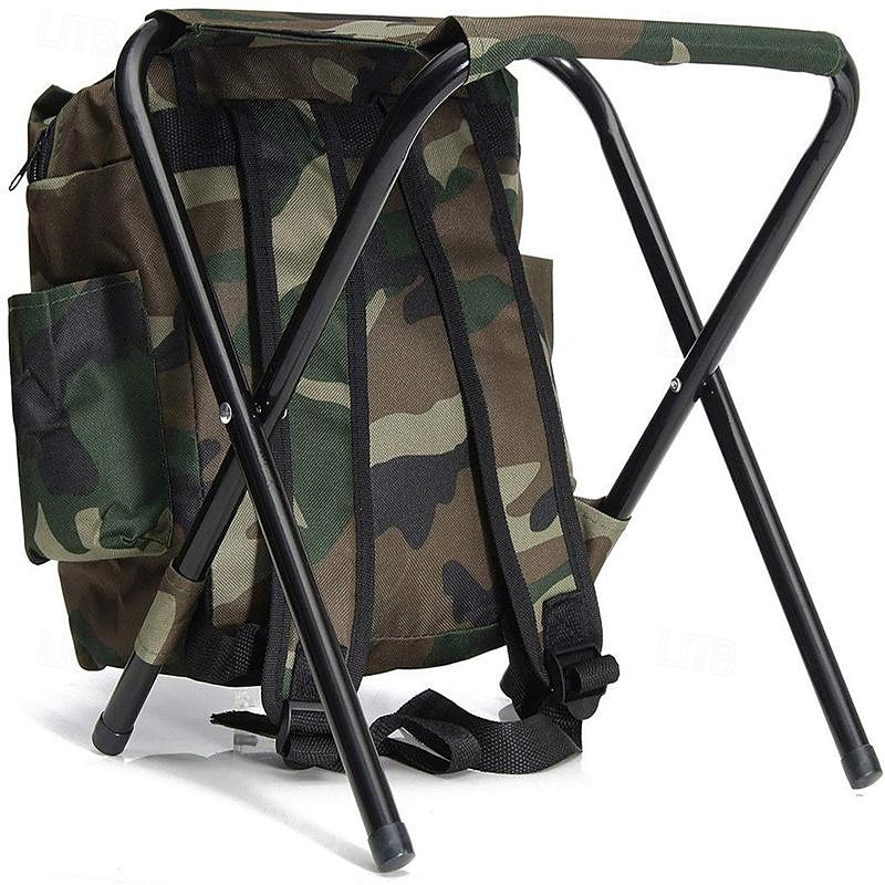 Folding Camping Chair Stool Collapsible Stool Backpack, Mini Folding Chair Outdoor, Portable Seat Table Bag for Indoor Fishing Outdoor Travel Hiking Beach BBQ (Camouflage)3