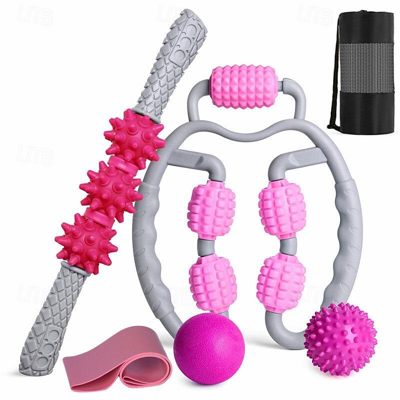 Five Ball Circular Leg Massager Six Piece Set Yoga Massager Fascia Ball Latex Elastic Circle Pilates Set