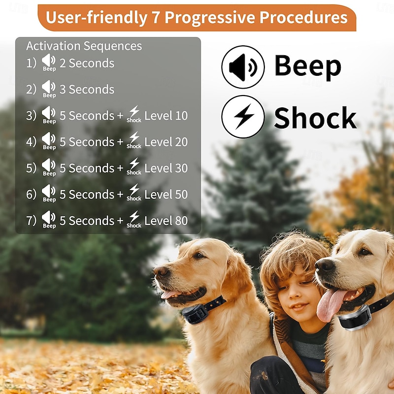 Bark Collar for Dogs Automatic Barking Collars 2 Pack Anti Barking Shock Collar No Bark Collars for Small Medium Large Dogs with Beep & Shock IP67 Waterproof3