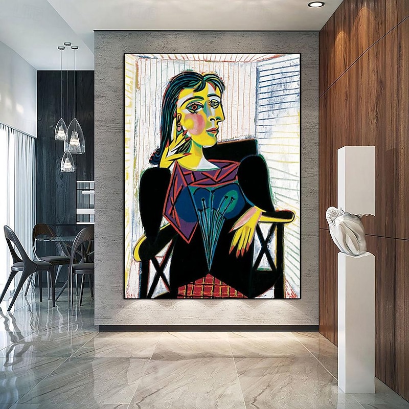 Pablo Picasso painting hand painted FRAME Portrait of Dora Maar seated painting Handmade Pablo Picasso Oil Painting Hand Painted Vertical Abstract People Classic Modern2