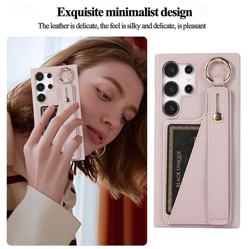 Phone Case For Samsung Galaxy S25 S24 S23 S22 Plus  Ultra S23 FE A14 A34 A54 A24 A53 Back Cover with Stand Holder with Lanyard Card Slot Retro TPU PU Leather3