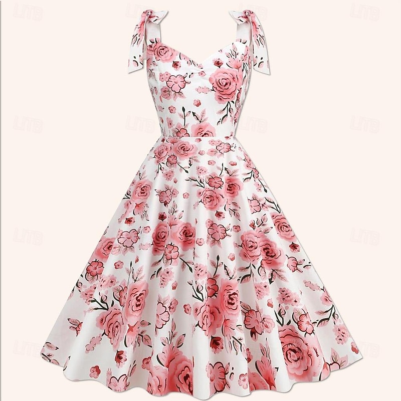 Retro Vintage 1950s Rockabilly Dress A-Line Dress Swing Dress Floral Fancy Dress Women's Halloween Carnival Masquerade Daily Wear Bachelorette Party Adults Dress Homecoming Dresses3