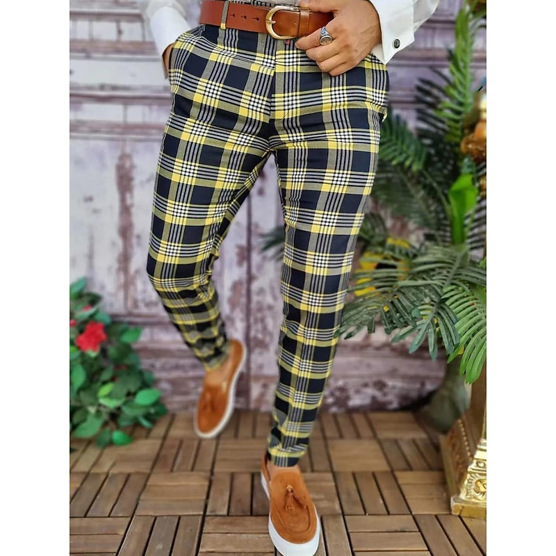 Men's Trousers Chinos Chino Pants Pencil Pants Plaid Dress Pants Plaid Checkered Anti-wrinkle Business Office Party Classic Smart Casual 1 34