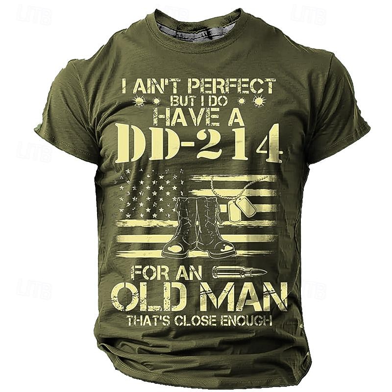 Men's Veteran DD-214 Graphic T-Shirt - "I Ain't Perfect But I Do Have A DD-214 For An Old Man That's Close Enough"3