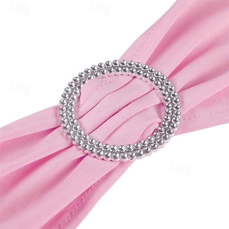50PCS Wedding Chair Decorations Stretch Chair Bows and Sashes for Party Ceremony Reception Banquet Spandex Chair Covers slipcovers4