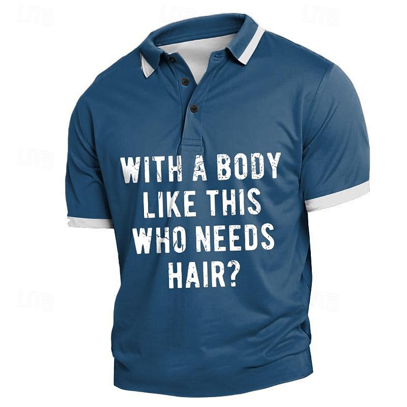 Men's Funny Polo Shirts Golf Shirt Short Sleeve Polo Shirts Collared Shirts Vintage Casual Festival Wear Party Outfits Buttons 3D Print Summer Black Blue Green