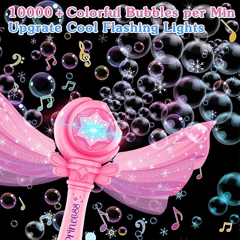 Electric Bubble Wand for Kids Girls Bubble Machine Blower Maker Wands with Light & Music Toddlers Outdoor Party Toys Birthday Gift2