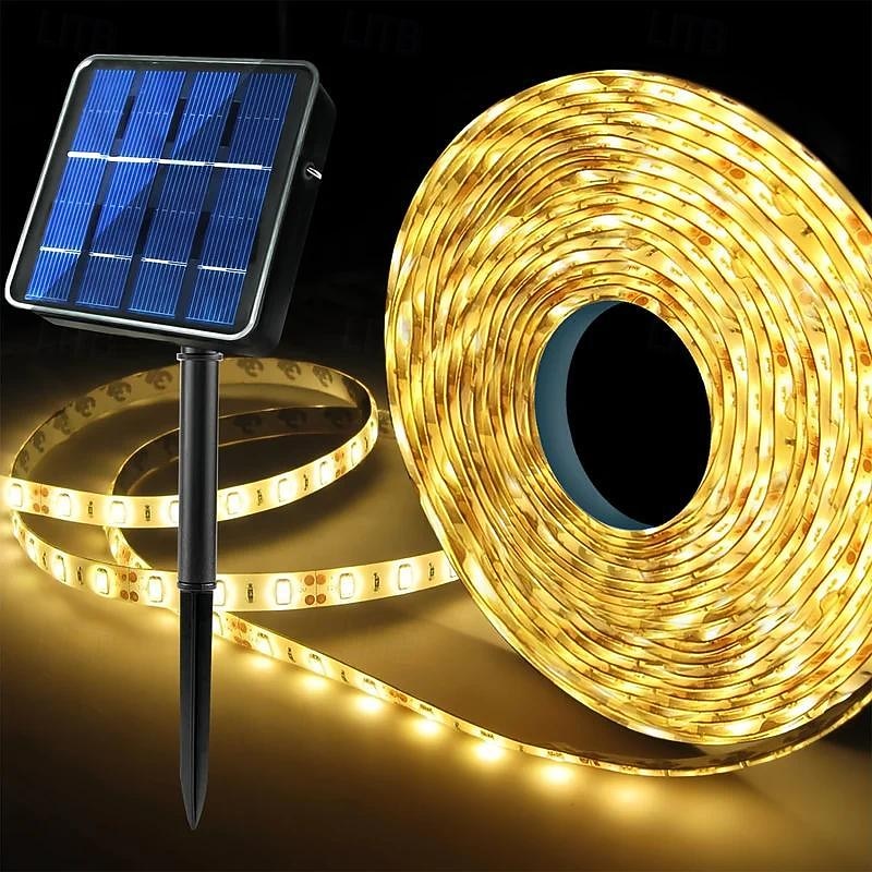 1pc Solar Outdoor Strip Light 5M-300Leds Solar Waterproof Strip Light for Outdoor Courtyard Fences Garden Decoration Tree Lights2