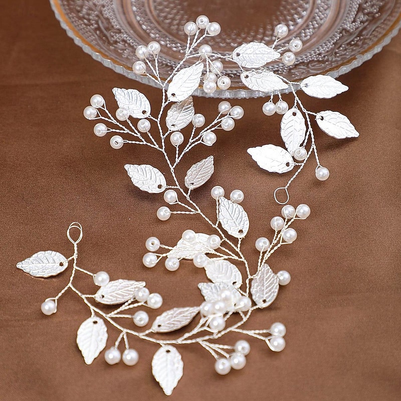 Crown Tiaras Headbands Headpiece Imitation Pearl Alloy Wedding Cocktail Luxury Retro With Faux Pearl Bows Headpiece Headwear3