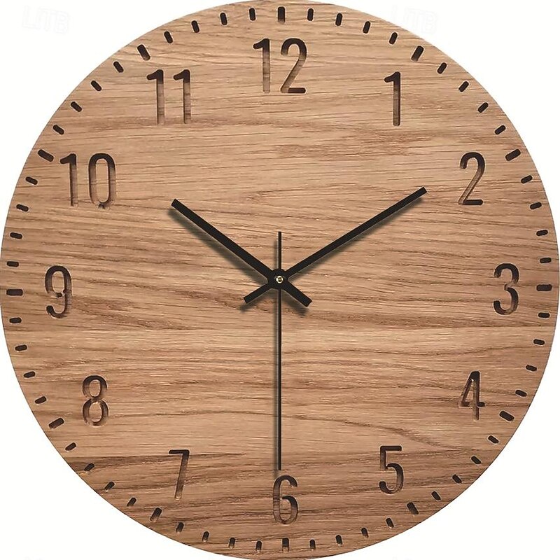 Wall Clock Simple Modern Design Wooden Clocks for Bedroom Wood Wall Watch Home Decor Silent  Digital Large Wall Clock Kitchen Solid Wood Wall Clock Mute Clock Living Room Home Office Quartz 30 cm4