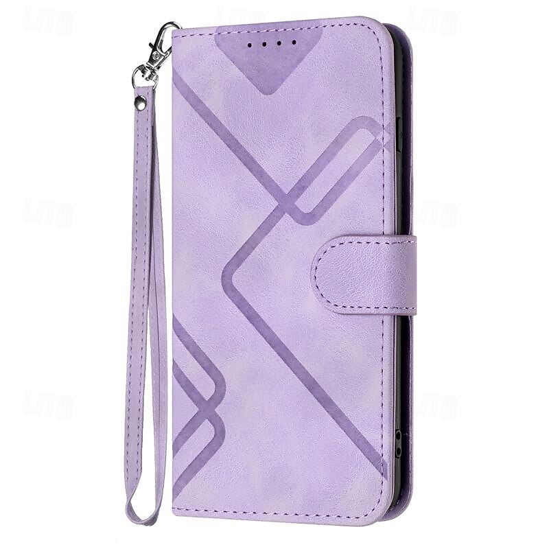 Phone Case For Samsung Galaxy S25 S24 S23 S23 FE S22 S21 Ultra Plus A14 A34 A54 A24 Wallet Case Magnetic with Wrist Strap Kickstand Retro Geometric Pattern TPU PU Leather2