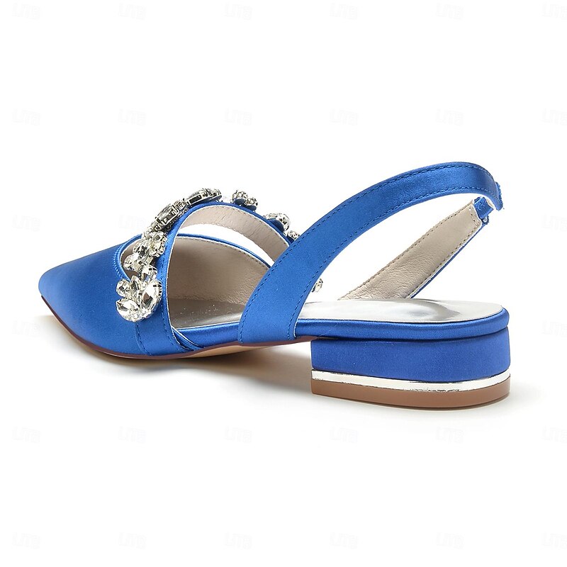 Women's Wedding Shoes Flats Ladies Shoes Valentines Gifts White Shoes Wedding Party Daily Wedding Flats Bridal Shoes Bridesmaid Shoes Rhinestone Flat Heel Pointed Toe Elegant Fashion Luxurious Satin2