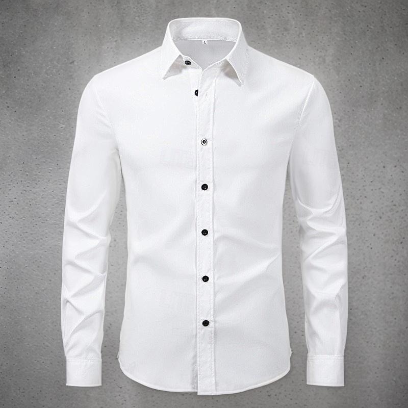 Men's Shirt Summer Shirt Casual Shirt Beach Shirt Button Up Shirt Black White Pink Wine Navy Blue Long Sleeve Plain Lapel Vacation Hawaiian Button-Down Clothing Apparel Polyester Fashion Casual