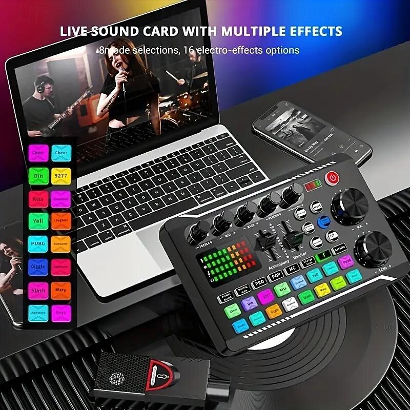 Stream and Cast with Ease USB Sound Card Rechargeable DJ Mixer Voice Effects  Perfect for Podcasts & Gaming4