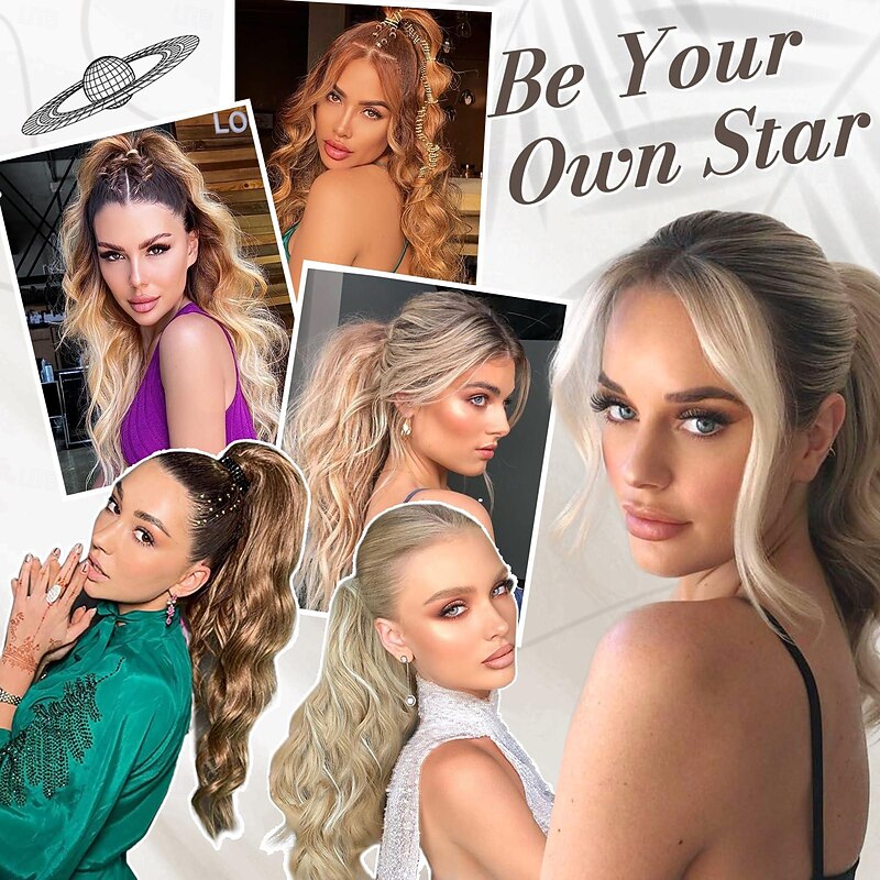 Claw Clip Ponytail Extension Long Wavy Claw Clip in Ponytail Brown Blonde Ponytail Hair Extensions Synthetic Pony Tail Hairpieces for Women Girls Daily Party4