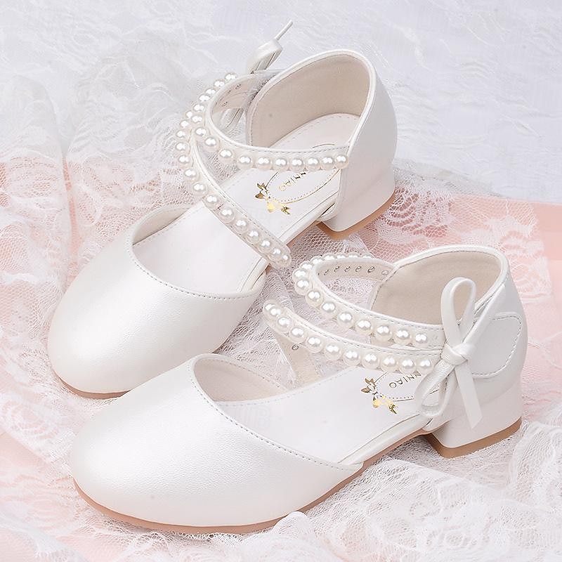 Girls' Heels Dress Shoes Flower Girl Shoes Princess Shoes School Shoes Faux Leather Portable Breathability Non-slipping Princess Shoes Big Kids(7years +) Little Kids(4-7ys) Gift Daily Walking Pearl