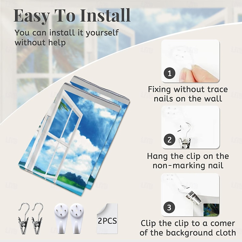 Window Scenery Hanging Tapestry Wall Art Large Tapestry Mural Decor Photograph Backdrop Blanket Curtain Home Bedroom Living Room Decoration 8