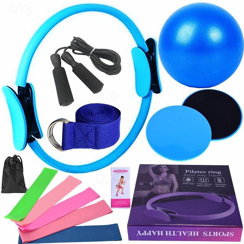 Yoga Ball Fourteen Piece Set Fitness Pilates Ring Sliding Plate Latex Elastic Ring Extension Belt Rubber Jumping Rope Cover3