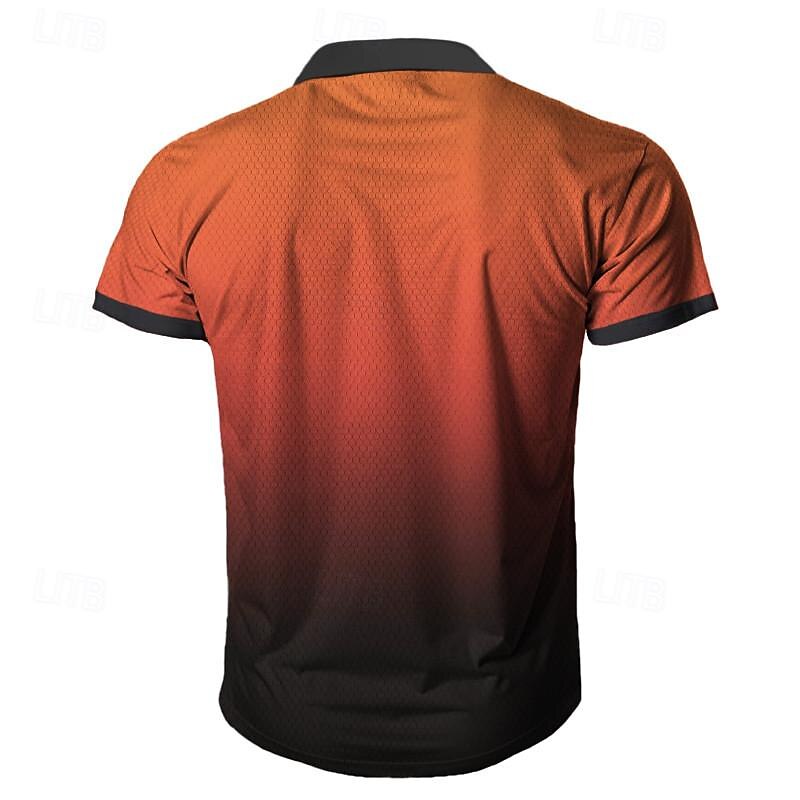 Faith Men's Fashion Casual 3D Print Polo Shirt Sports & Outdoor Vacation Streetwear Polyester Short Sleeve Turndown Polo Shirts Yellow Blue Summer S M L Micro-elastic Lapel Polo2