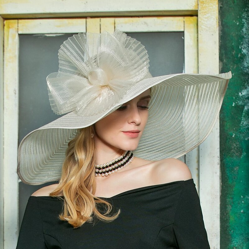 Hats Headwear Fiber Bucket Hat Floppy Hat Sun Hat Wedding Casual Elegant Wedding With Bowknot Floral Headpiece Headwear4