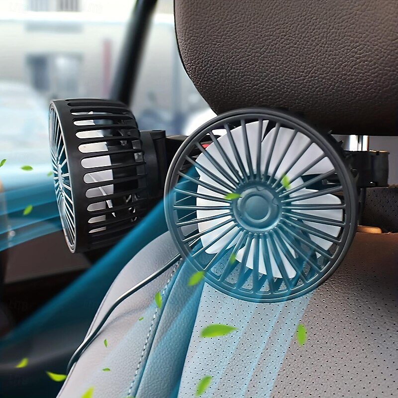 Car Seat Air Conditioning Fan – Double-Head Rear Fan with Strong Wind and 360° Rotation, USB Powered2