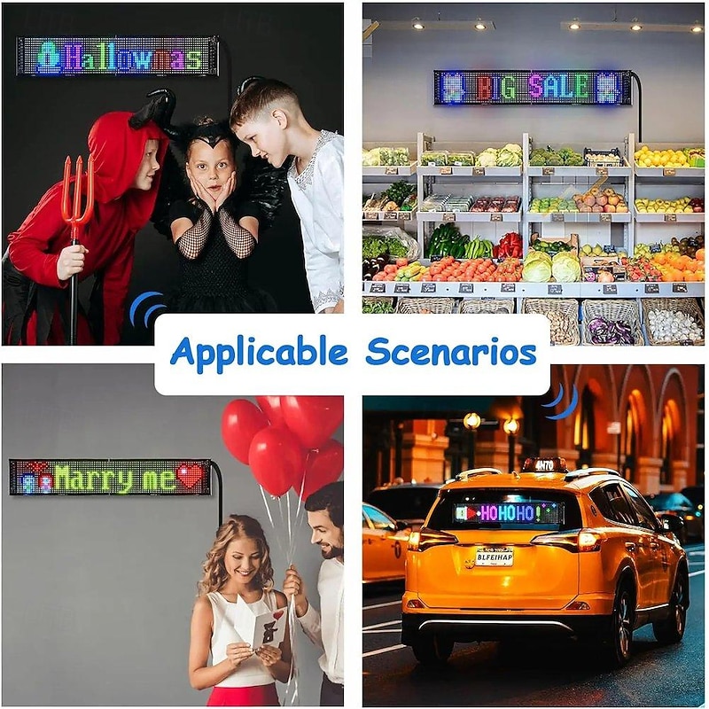 LED Car Sign Ultra Thin Flexible LED Matrix Panel USB 5V Bluetooth Application Control DIY Programmable Scrolling LED Sign for Car Party Wedding Festival, Car Accessories4