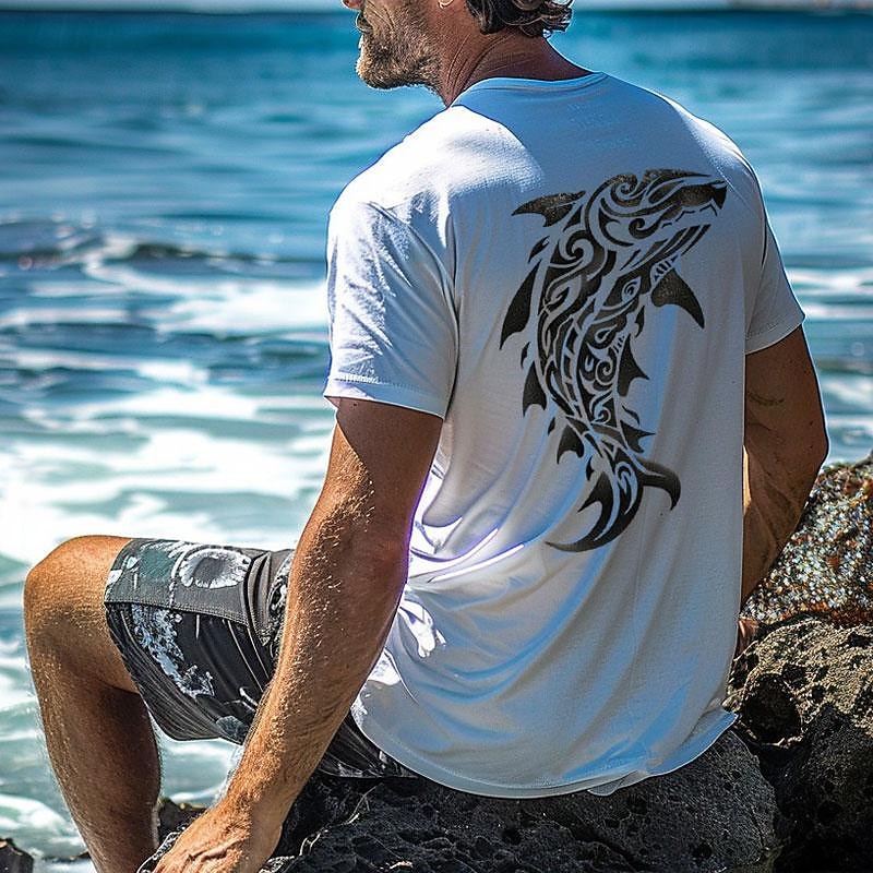 Men's Graphic Fish T Shirt Tee Top Short Sleeve T shirt 3D Print Crew Neck Shirt Vacation Hawaiian Resort Style Sports Outdoor Holiday Going out Black White Sky Blue Spring & Summer Clothing Apparel2