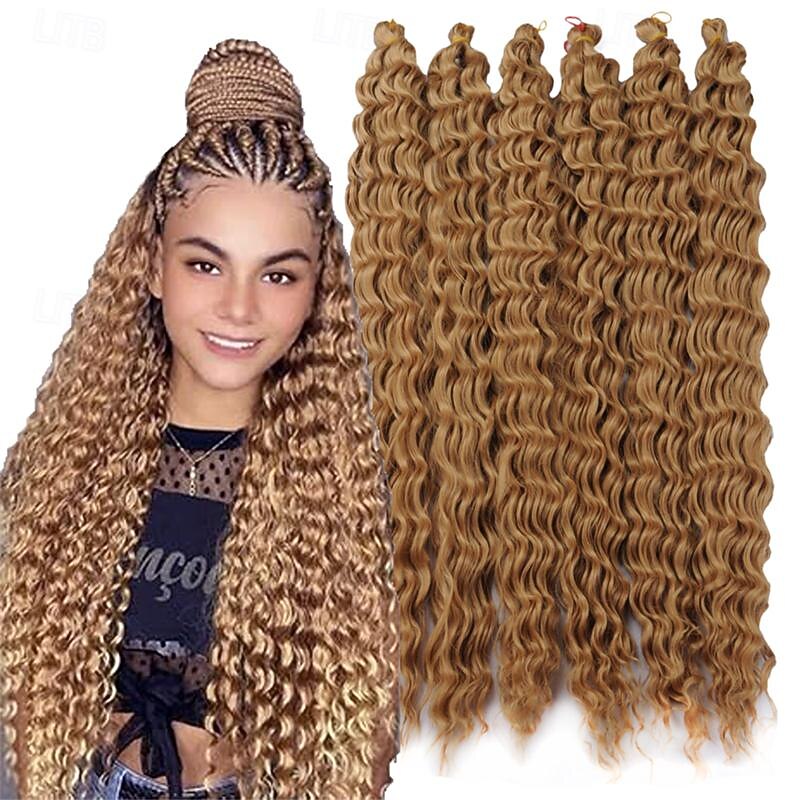 Latin American Crochet Hair 14 inch 18 inch 22 inch 6pcs / pack  Hawaii Curl Deep Wave crochet hair Ocean Wave Synthetic hair  Braid Crochet Hair Extensions3
