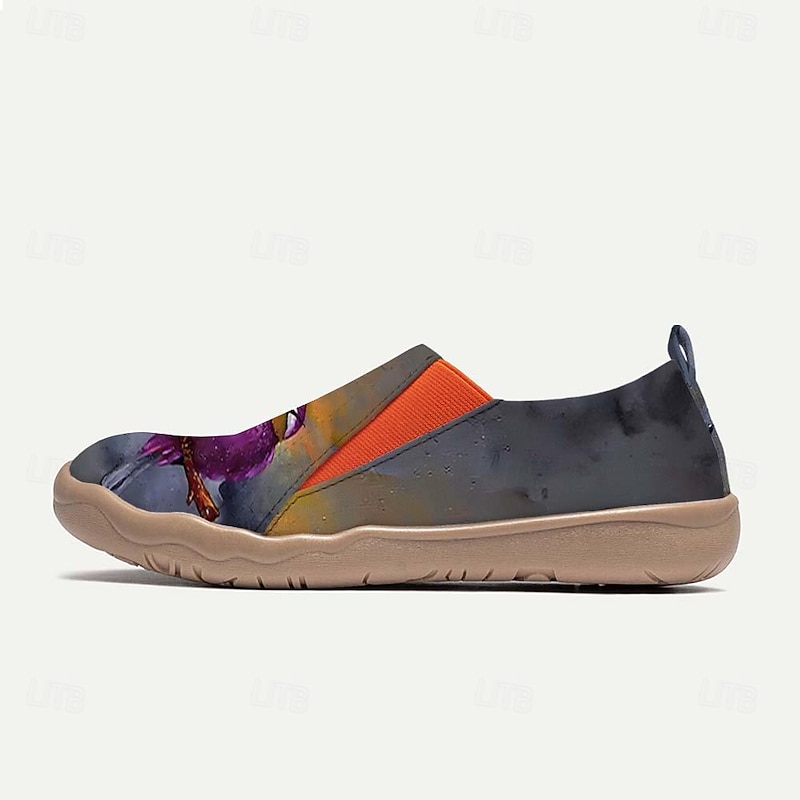 Women's Sneakers Flats Slip-Ons Print Shoes Slip-on Sneakers Daily Travel Bird Painting Flat Heel Vacation Casual Comfort Canvas Loafer Light Red Blue Green2