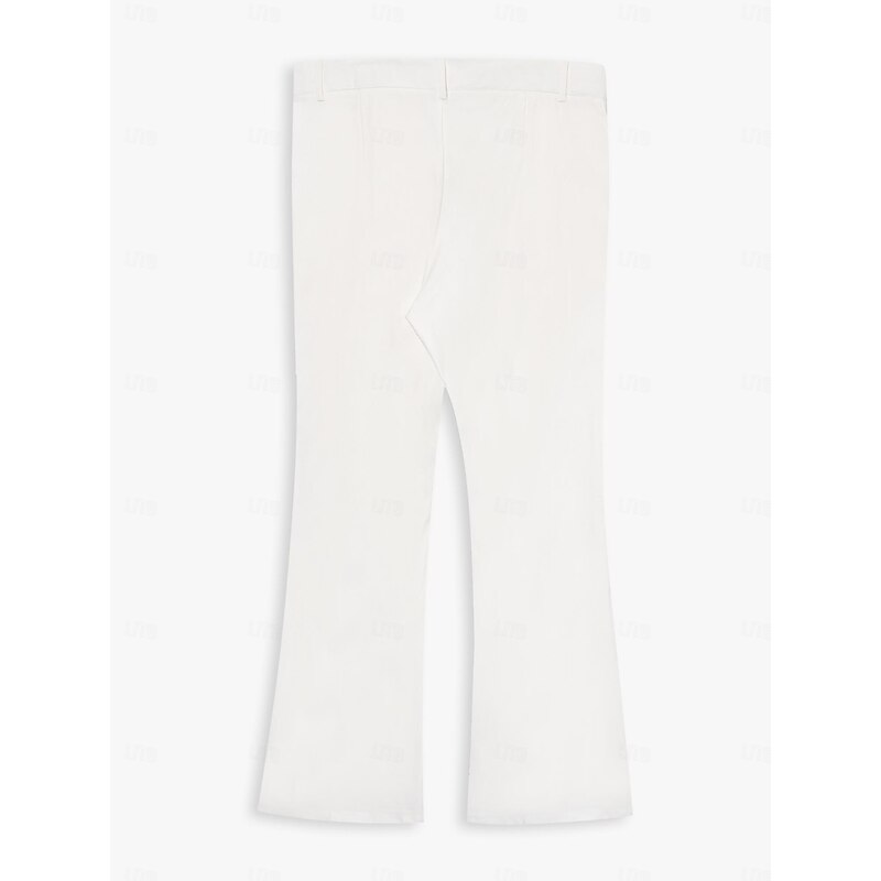 Men's Dress Pants Flared Pants Bell Bottom Trousers Pocket Plain Comfort Breathable Wedding Outdoor Daily Fashion Casual Black White3