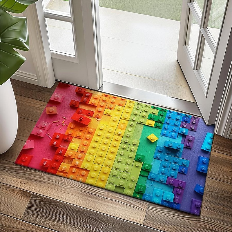 Rainbow Bricks Doormat Floor Mats Washable Rugs Kitchen Mat Non-Slip Oil Proof Rug Indoor Outdoor Mat Bedroom Decor Bathroom Mat Entrance Rug