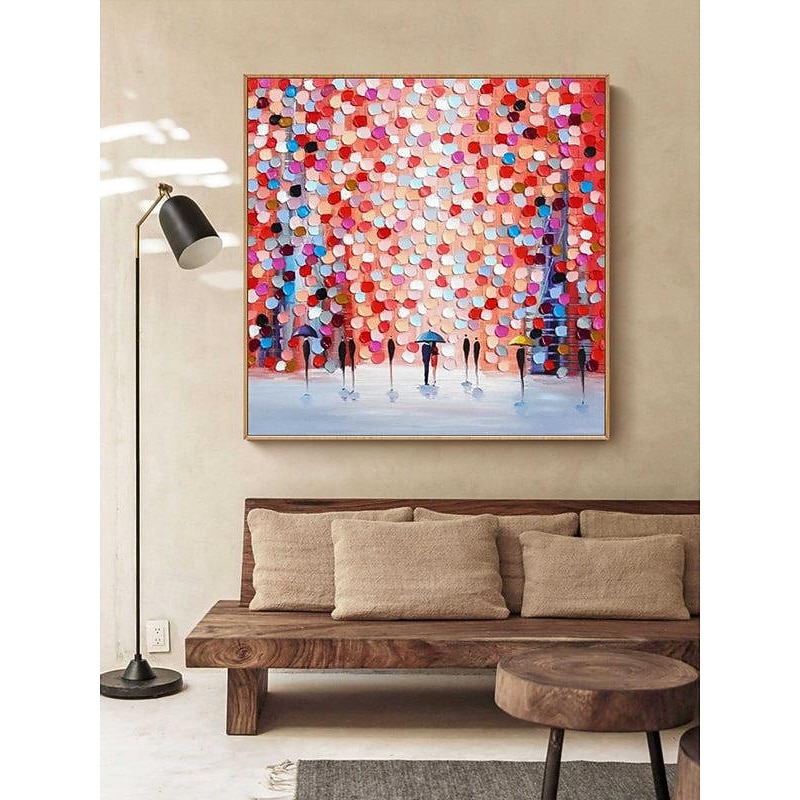 Hand painted Abstract landscape Painting On Canvas 3D Textured Wall Art Wall Decor Living Room Soft Color Textured Flower landscape pink oil painting Wall Art Spring Decor2