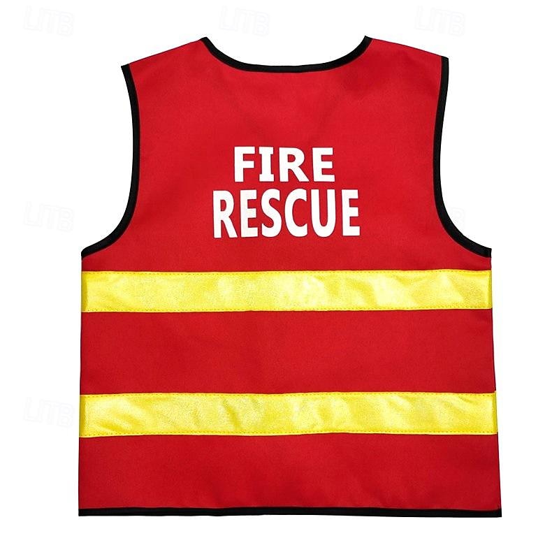Boys Girls' Fireman Cosplay Costume Outfits For Masquerade Cosplay Kid's Vest Hat3